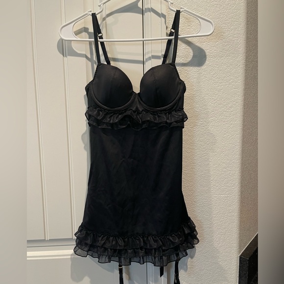 Victorias Secret Sexy Little Things Lingerie Ruffled Chemise, Black, Size 34B - Picture 2 of 9